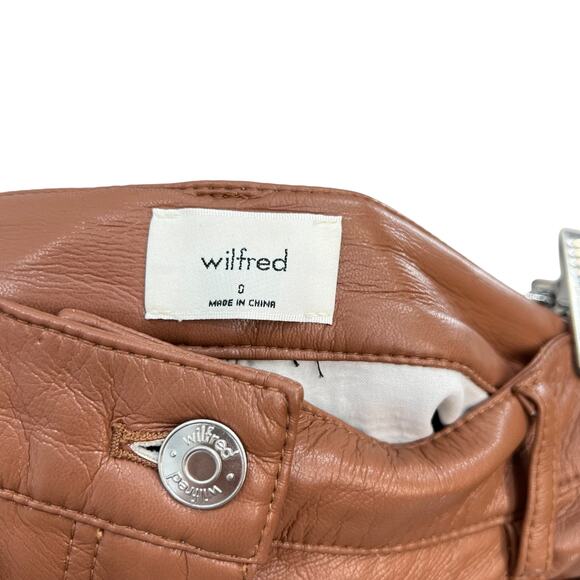 Aritzia Wilfred The Melina Pant Faux Vegan Leather High Waist Cognac‎ Brown 0 - Picture 10 of 12